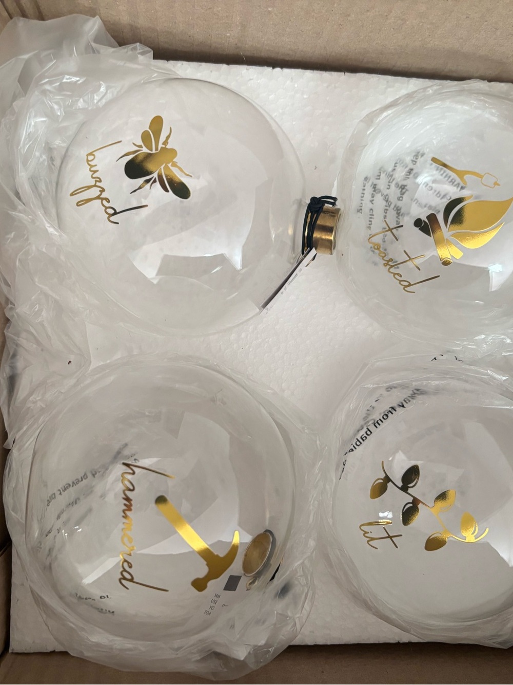 Christmas Ornament Wine Balls 4 with funnels and straws